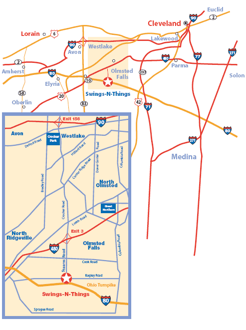 Map & Directions to Swings-N-Things Family Fun Park